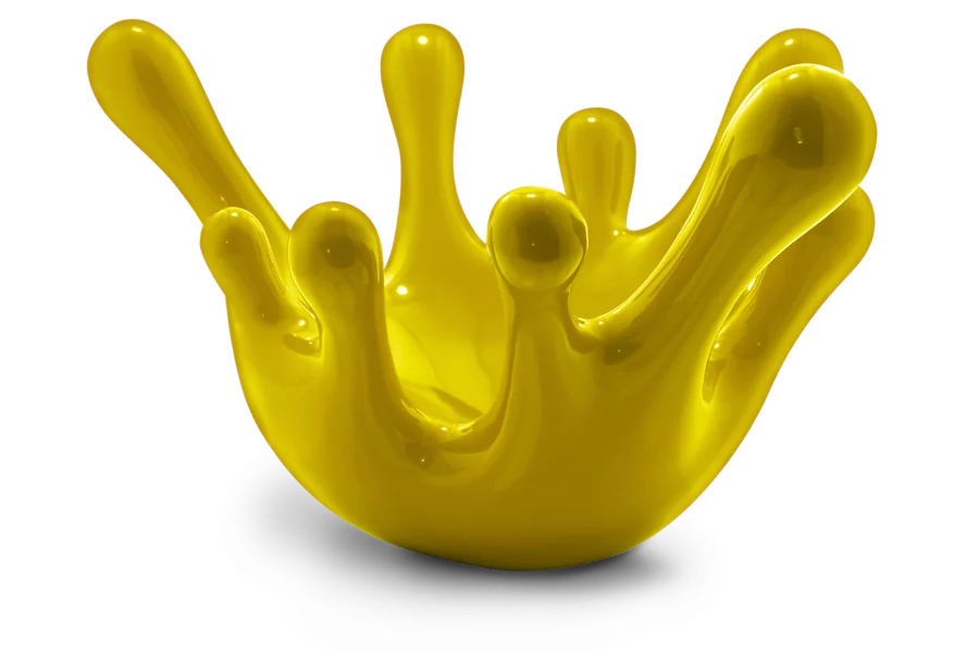 A gold sculpture of a splash