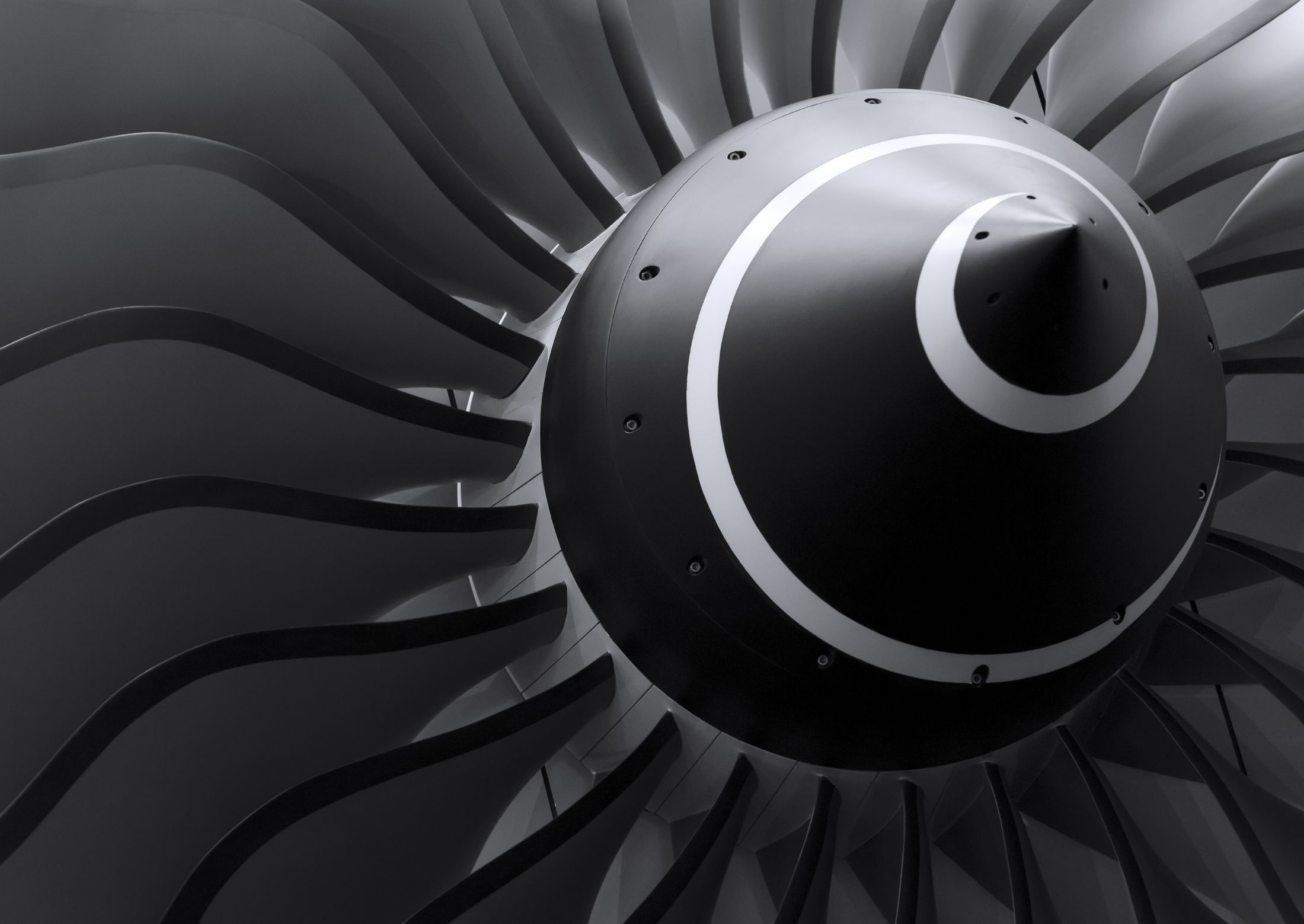 Close-up of a jet engine fan