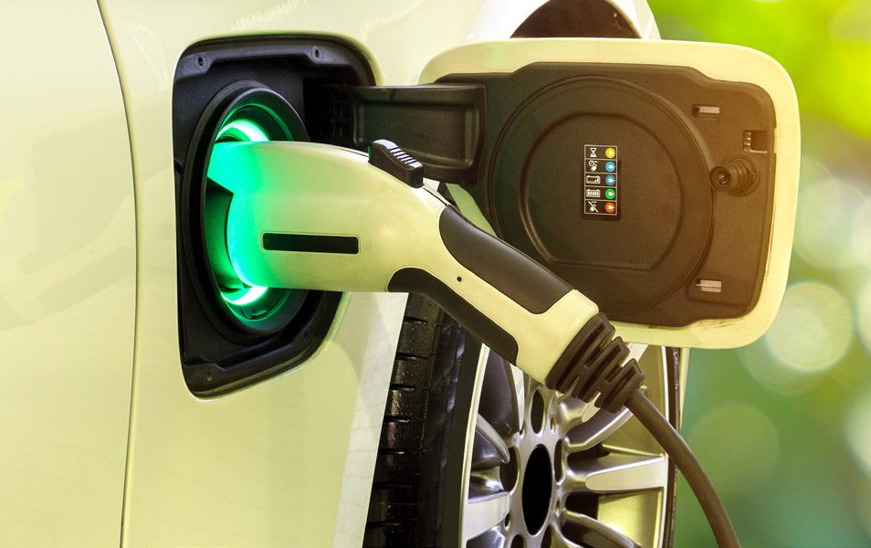 An electric car charging